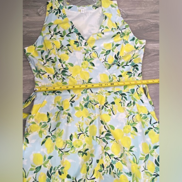 NWOT 1901 Nordstrom Tie Front Lemon Print Faux Wrap Mini Sleeveless Dress Sz XL - Picture 7 of 16